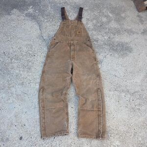 Carhartt R27 BRN Double Knee Quilted Overalls Size 32 x 30